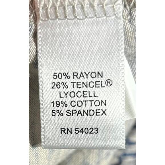 BANANA REPUBLIC Blue Print V-Neck 3/4 Sleeve Belted Rayon Blend Dress Womens S - Picture 7 of 8